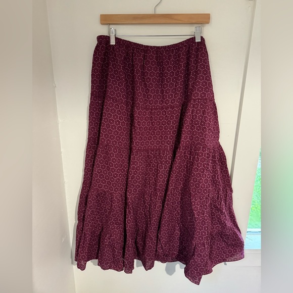 90s Vintage burgundy geometric maxi skirt size 20W - Picture 2 of 3